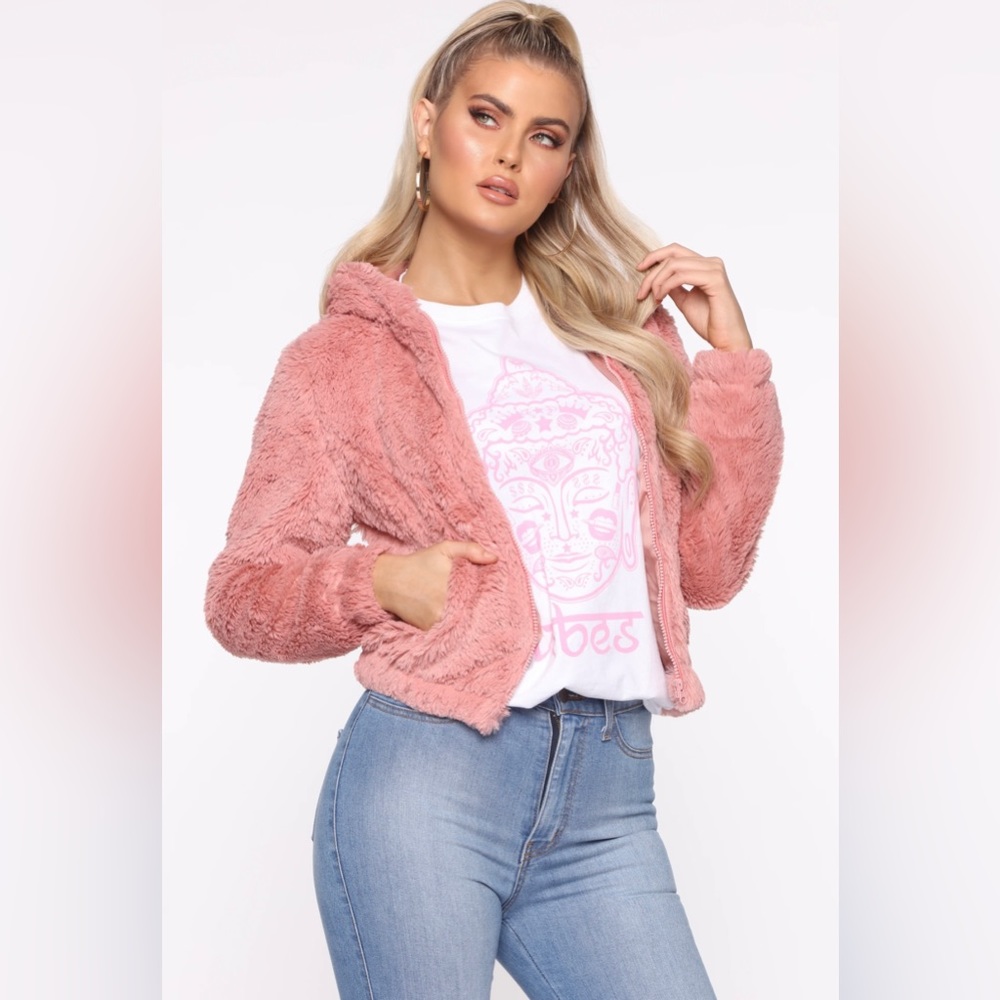 Look don’t touch fuzzy zip up